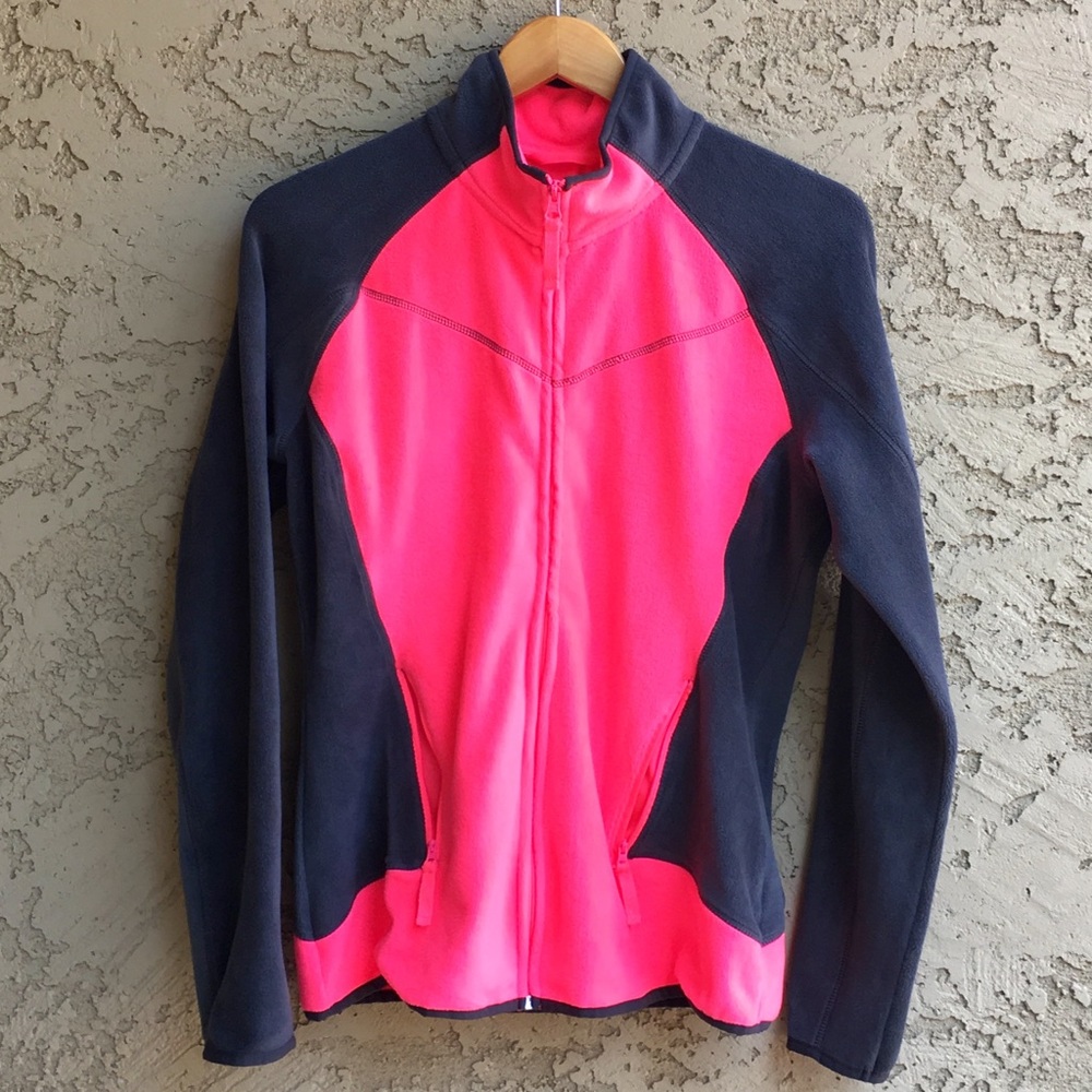 Soft Fleece Zip-up Sports Running Jacket Neon Pink